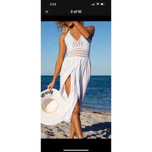 Seaspice Resort Wear Arabella Panel High Split Midi Dress M Peruvian Cotton EUC